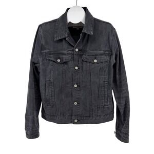 Gustin Black Denim Trucker Jacket Mens XXL Made USA Button Front see measurement